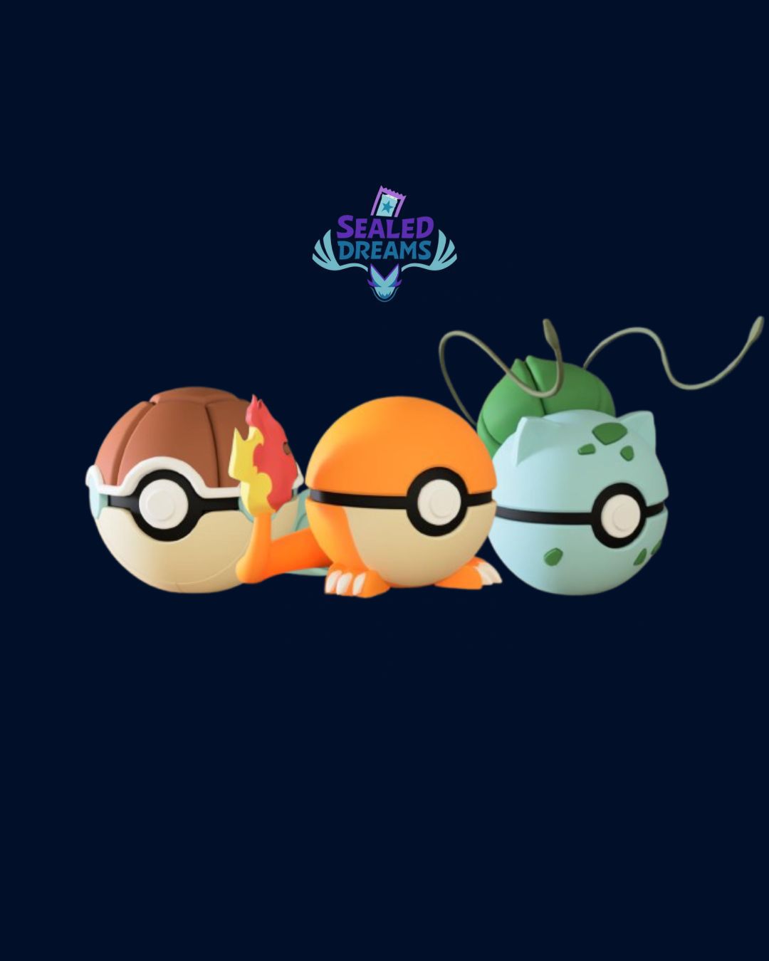 Pokeballs Trío Iniciales Kanto | Figuras Decorativas Premium Impresa en 3D